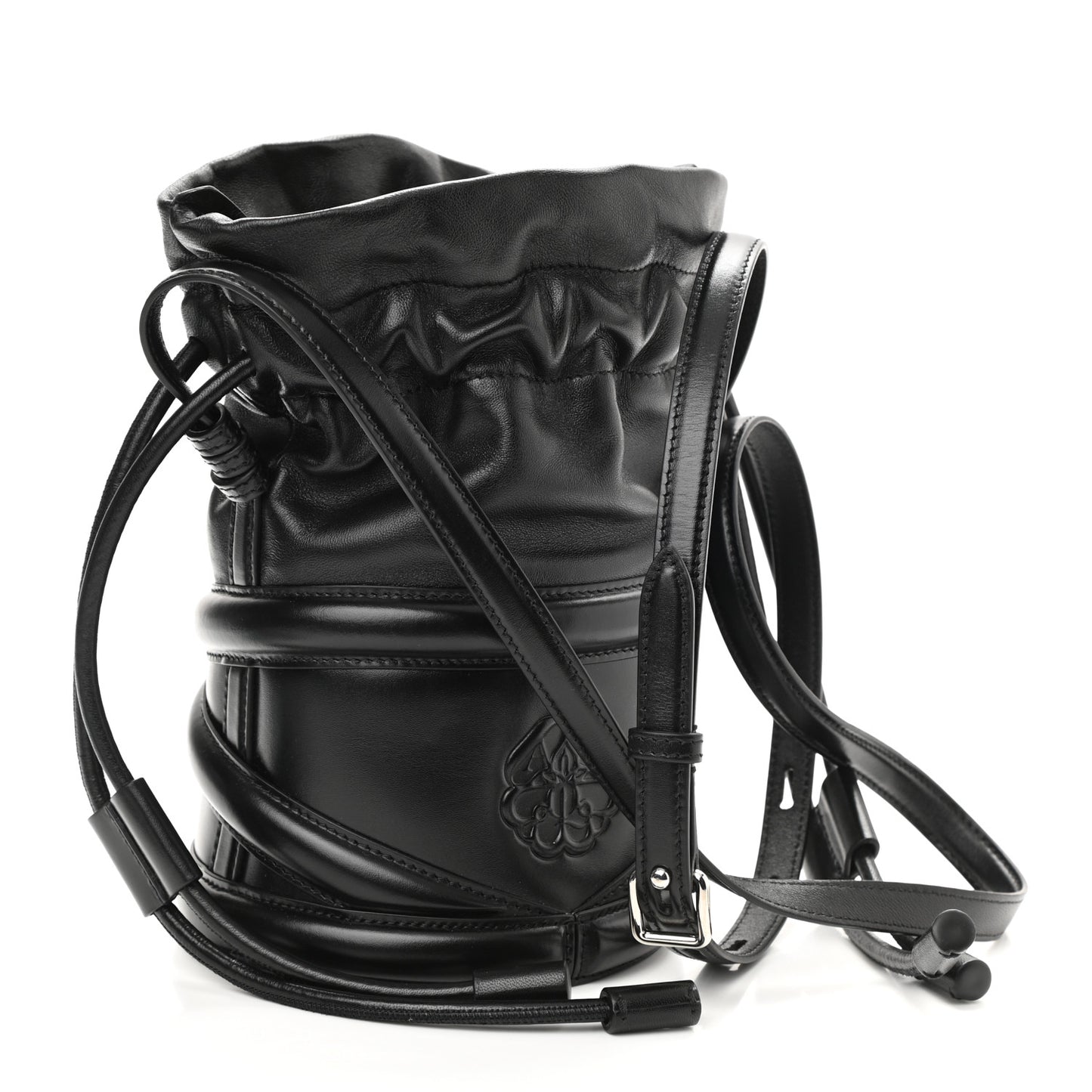 Calfskin The Soft Curve Drawstring Bag Black