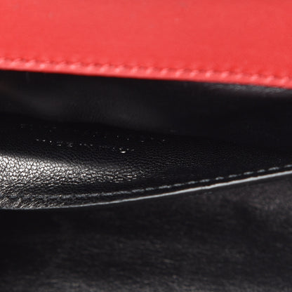 Saint Laurent Lambskin Matelasse Chevron Small Monogram Satchel Red 8 of 12