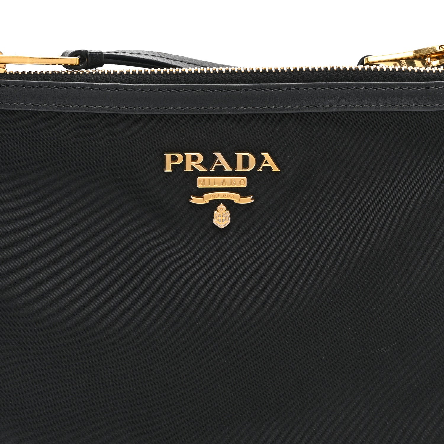 Prada Tessuto Nylon Soft Calf Double Zip Crossbody Bag Black 16 of 21