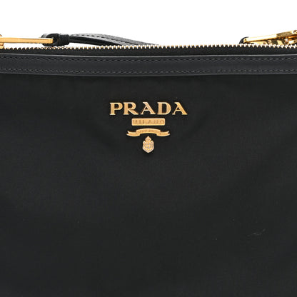 Prada Tessuto Nylon Soft Calf Double Zip Crossbody Bag Black 16 of 21