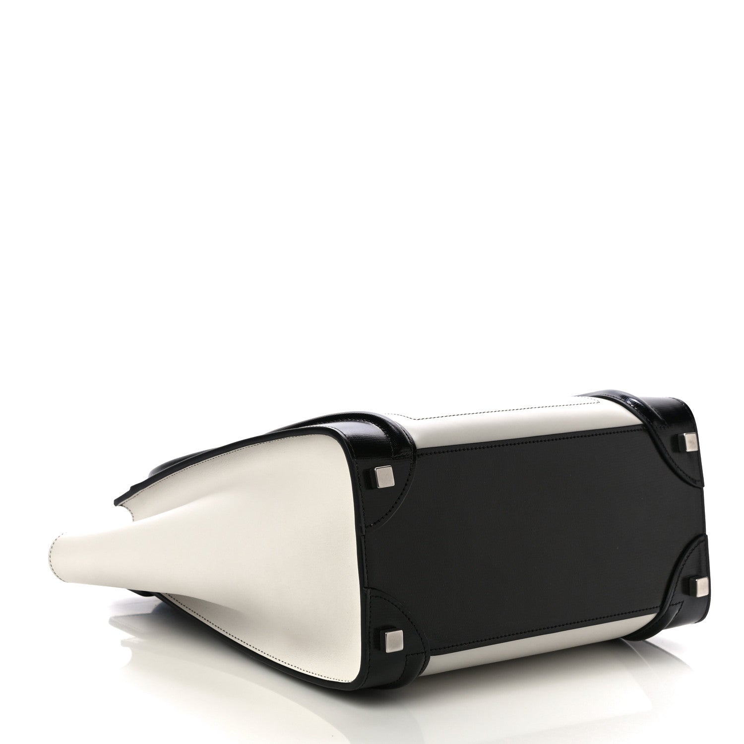 Celine Smooth Calfskin Lizard Embossed Bi-Color Micro Luggage Black White 4 of 10