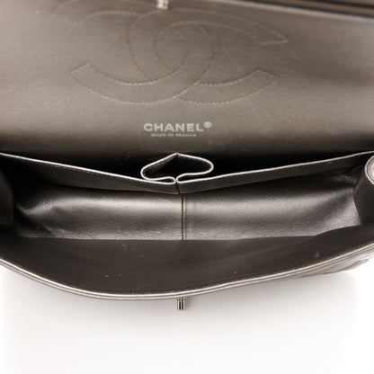 Chanel Metallic Lambskin Quilted Jumbo Double Flap Pewter 5 of 13