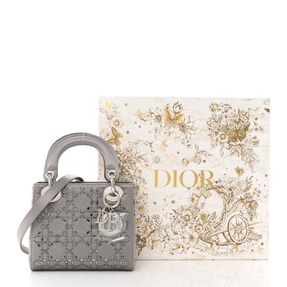 Christian Dior Satin Crystal Cannage Mini Lady Dior Gray 11 of 11