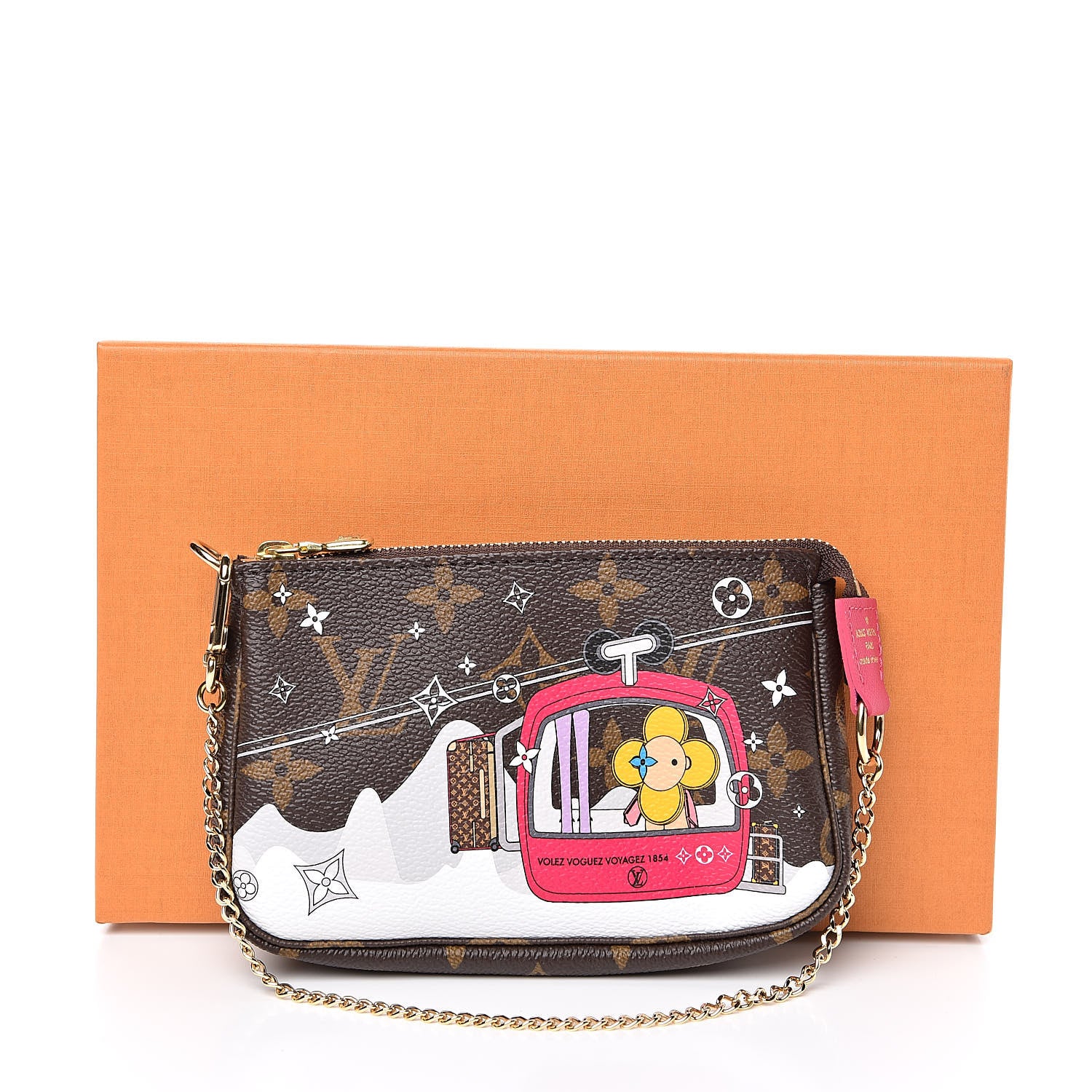 Louis Vuitton Monogram 2019 Christmas Animation Mini Courchevel Pochette Accessories Fuchsia 8 of 8