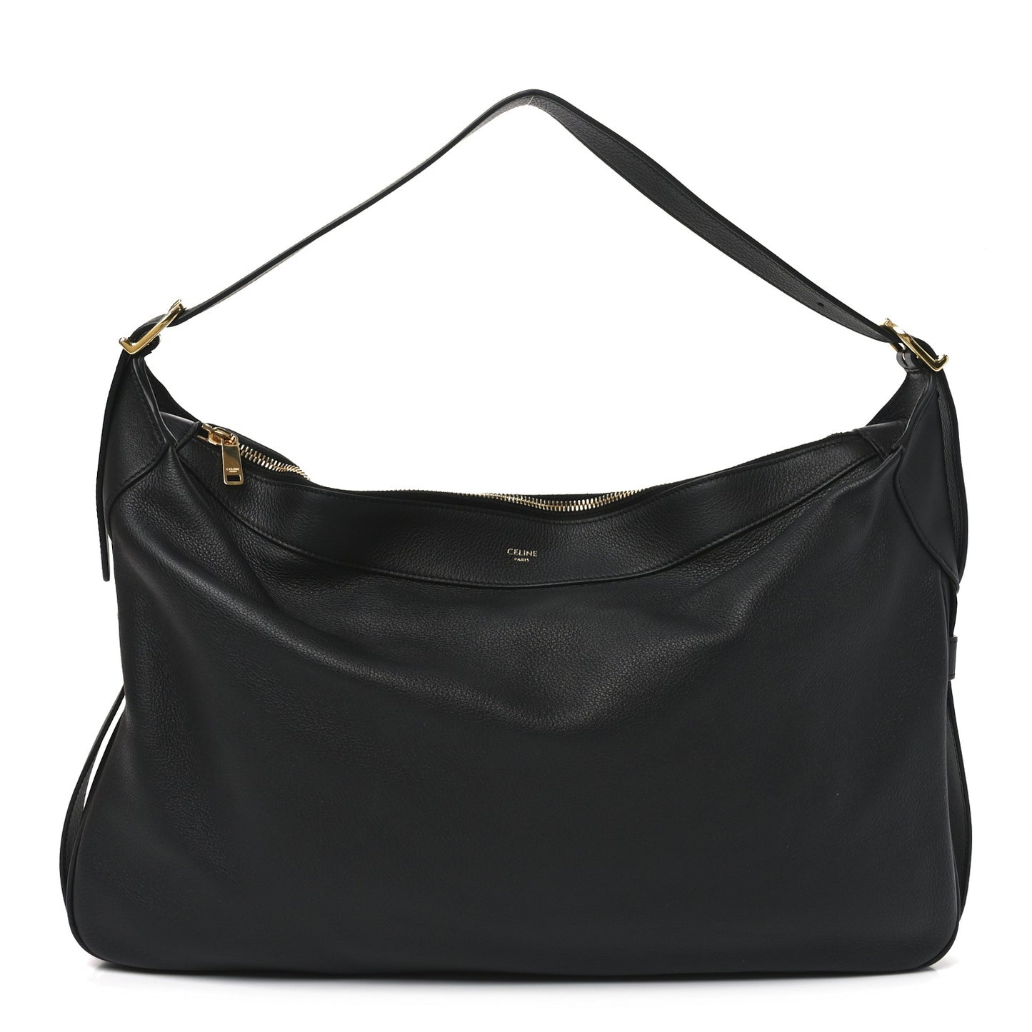 Supple Calfskin Large Romy Shoulder Bag Black