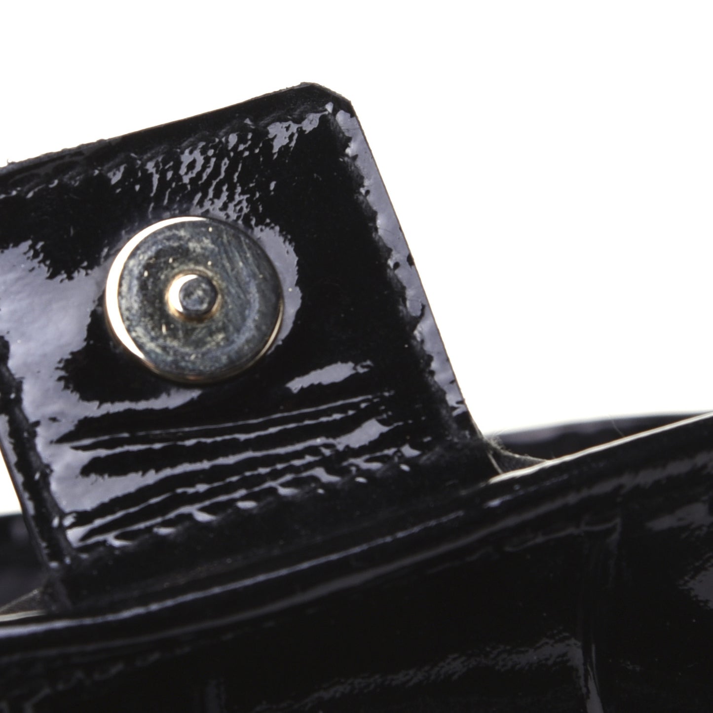 Crocodile Embossed Patent Raspail Tote Black