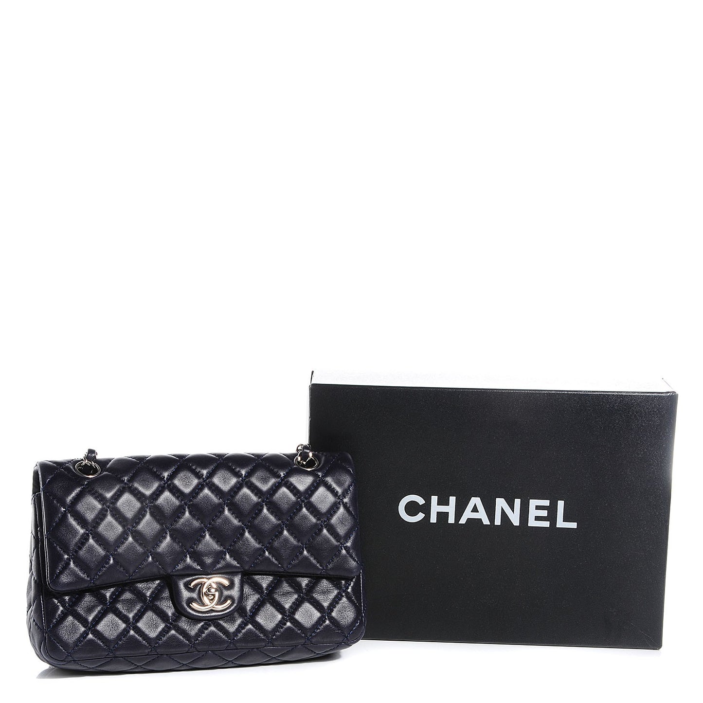 Lambskin Medium Double Flap Navy