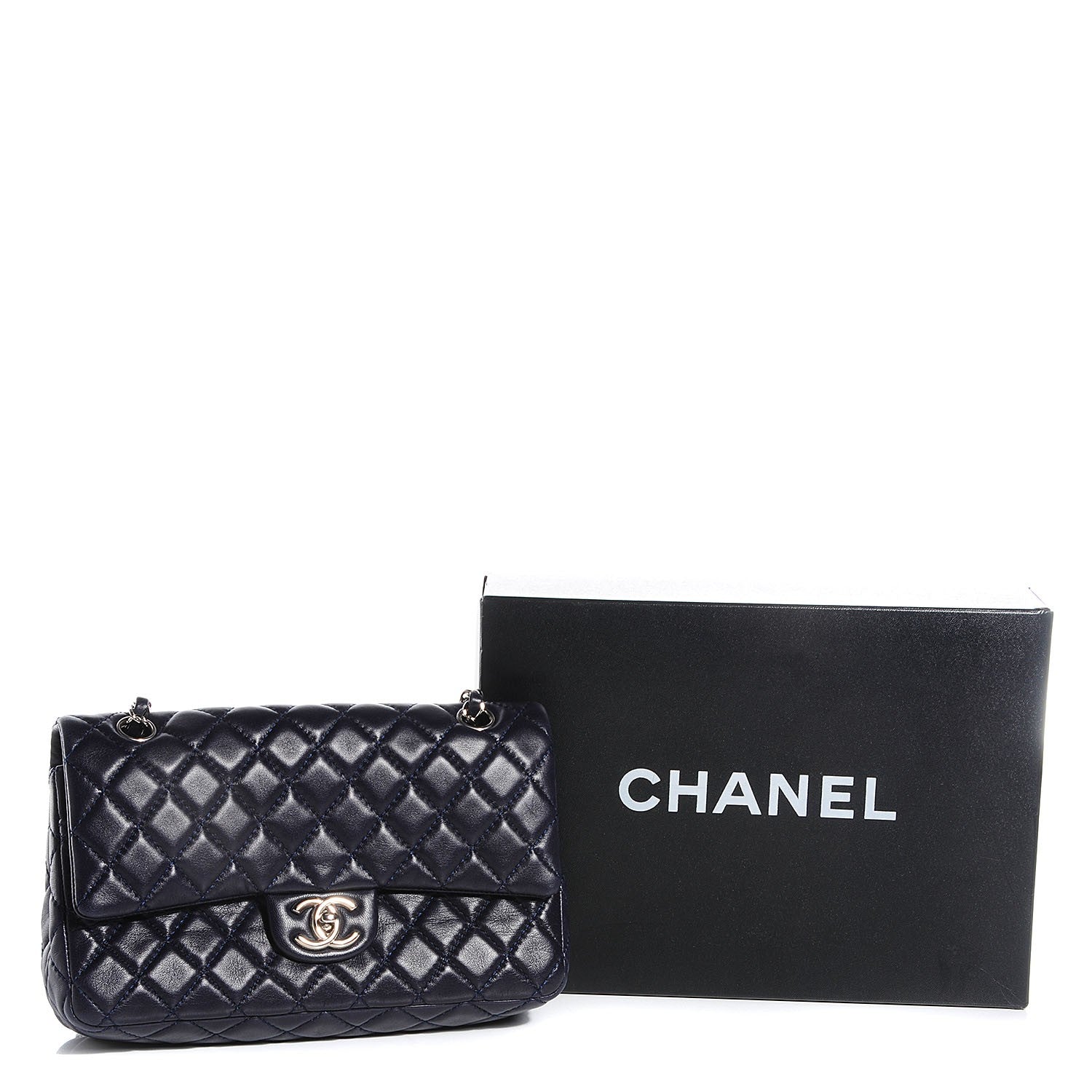 Chanel Lambskin Medium Double Flap Navy 5 of 9