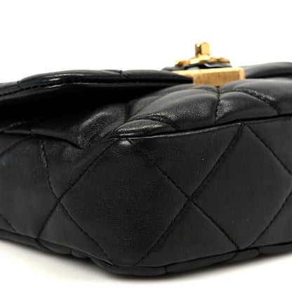 Chanel Lambskin Resin Quilted Mini Heart Square Flap Black 8 of 10
