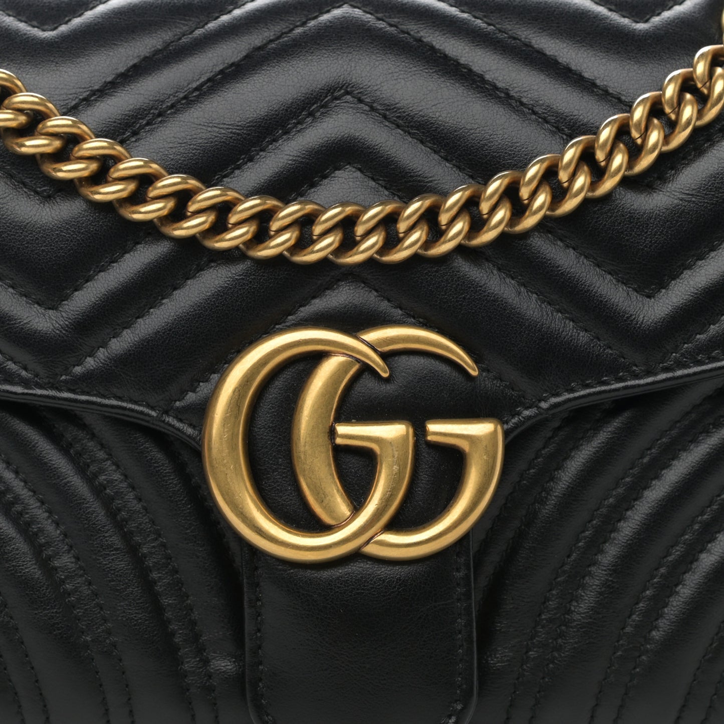 Calfskin Matelasse Small GG Marmont Shoulder Bag Black