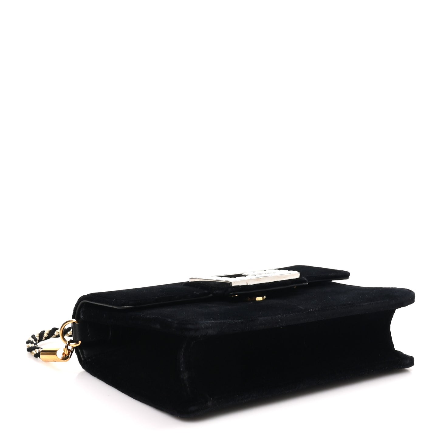 Velvet Crystal Square G Shoulder Bag Black