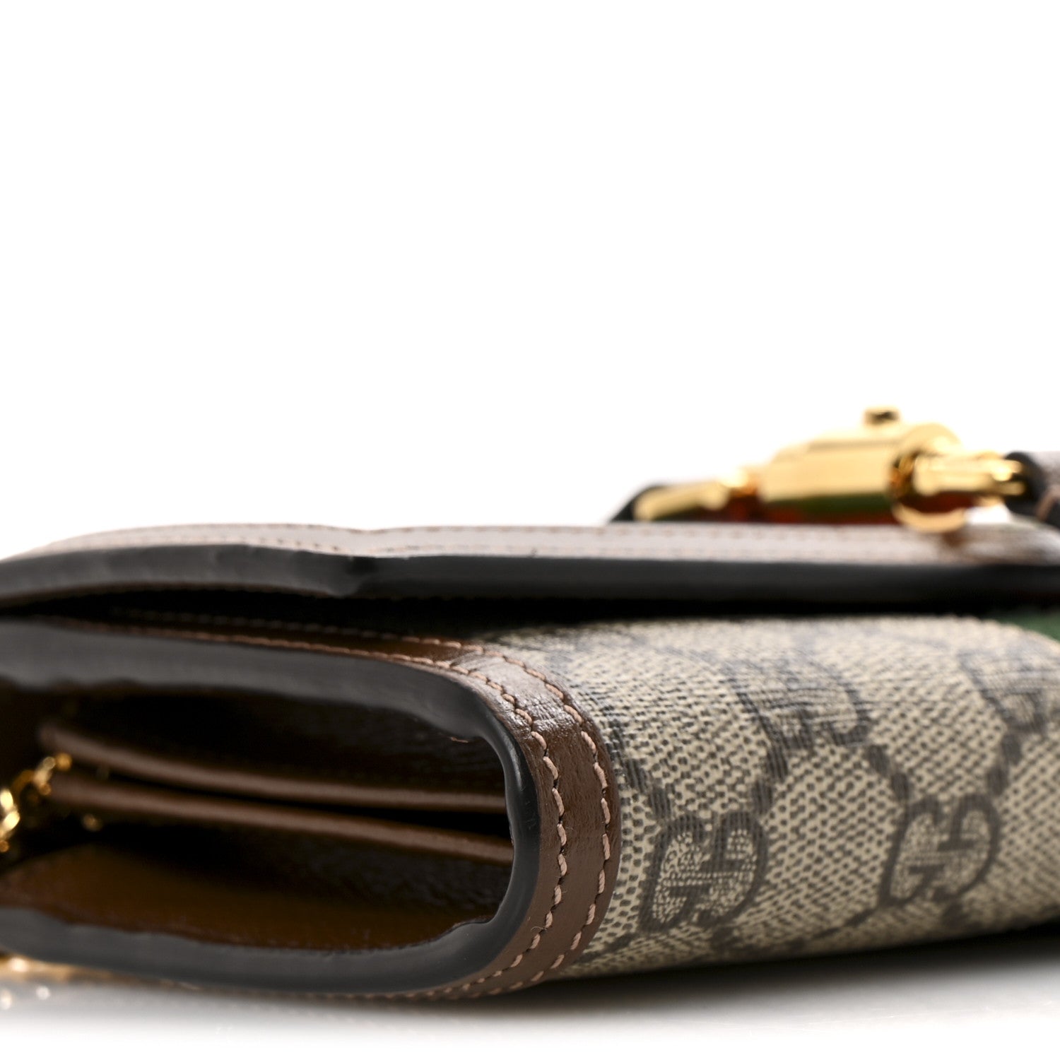 Gucci GG Supreme Monogram Azalea Calfskin Web Jackie 1961 Chain Wallet Beige Ebony Brown Sugar 9 of 10