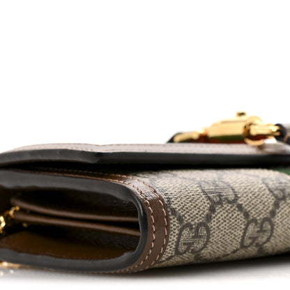 Gucci GG Supreme Monogram Azalea Calfskin Web Jackie 1961 Chain Wallet Beige Ebony Brown Sugar 9 of 10