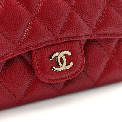Chanel Caviar Quilted Flap Card Holder Wallet Red 9 of 10