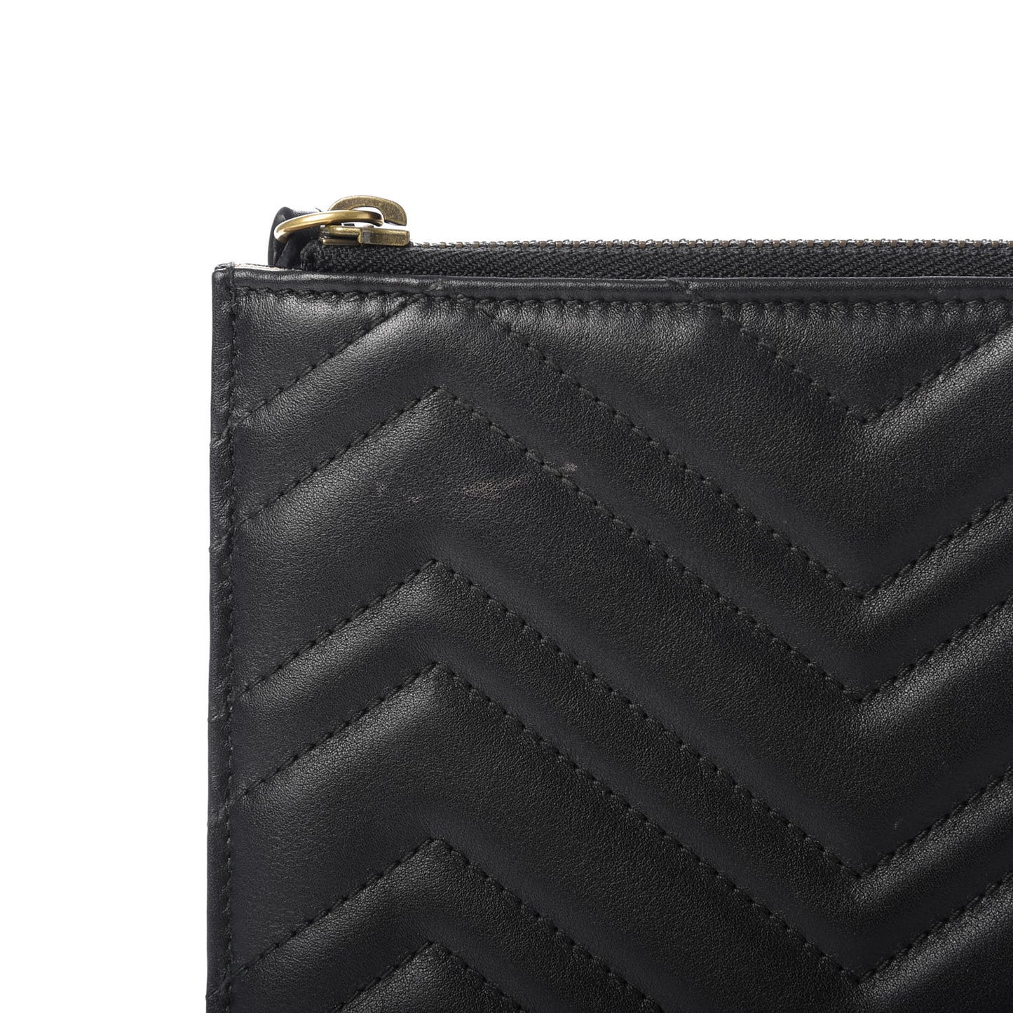 Calfskin Matelasse Large GG Marmont Zip Pouch Black