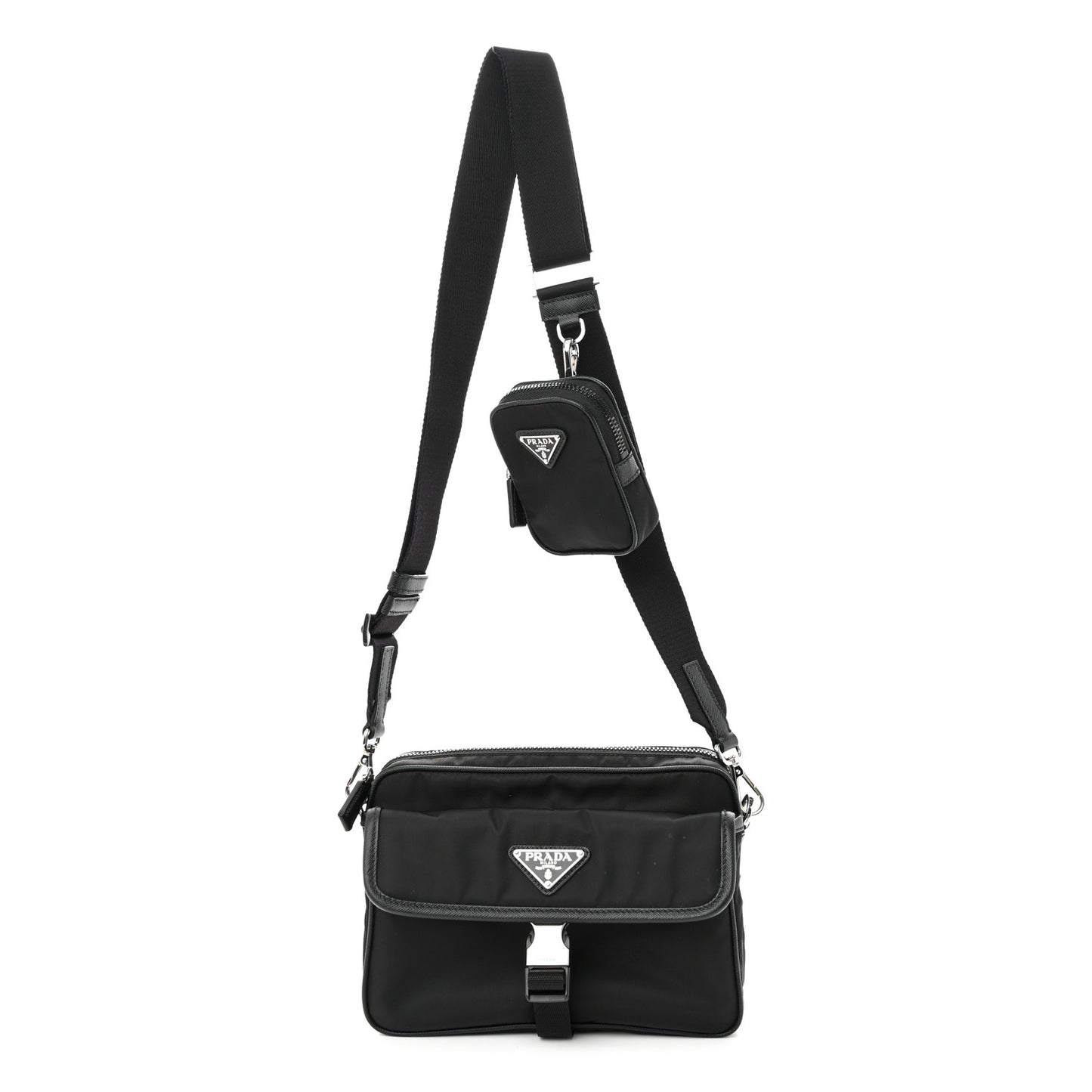 Re-Nylon Saffiano Shoulder Bag Black