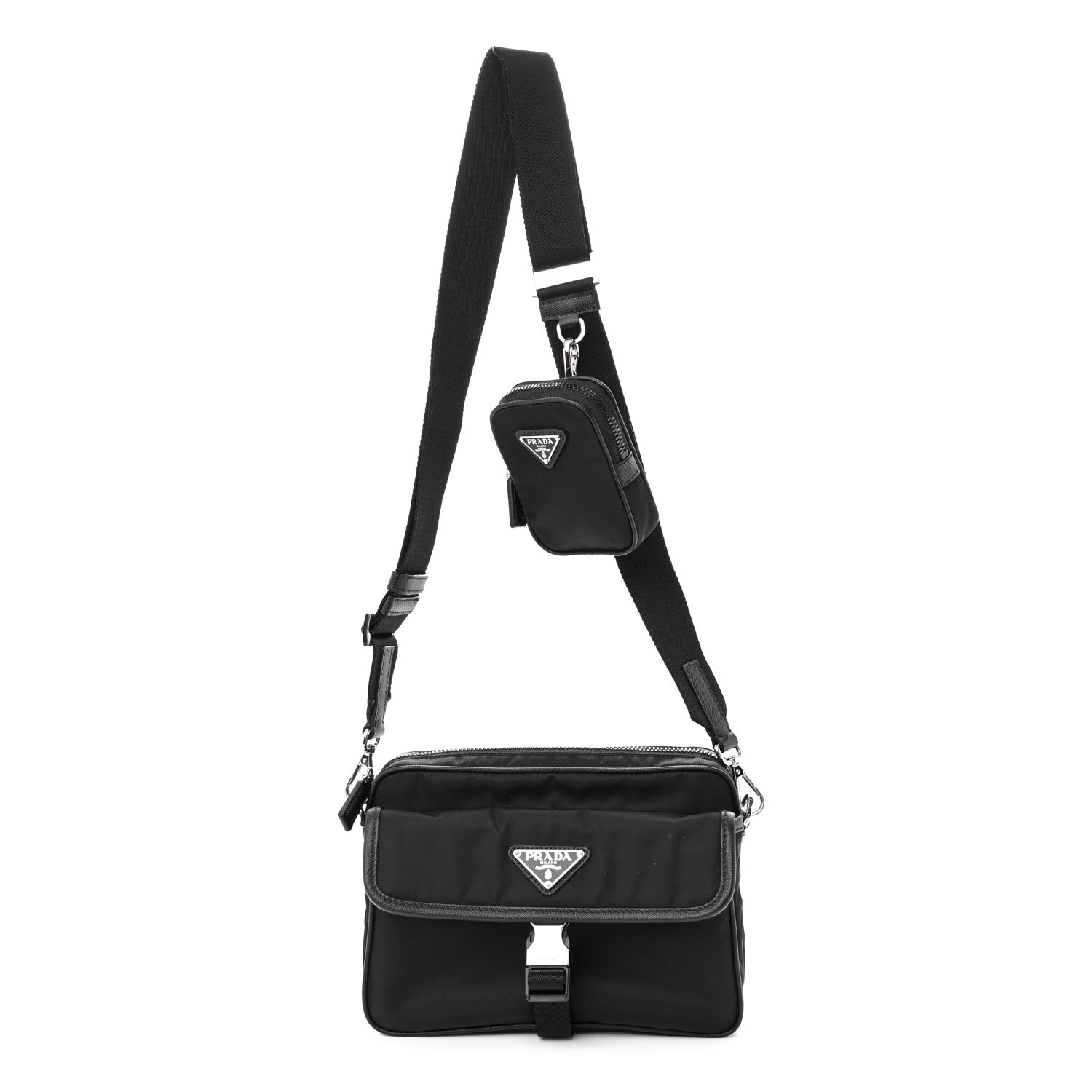Prada Re-Nylon Saffiano Shoulder Bag Black 1 of 11