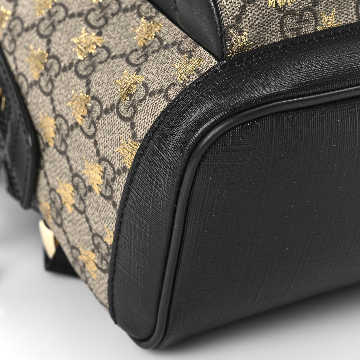 GG Supreme Monogram Bees Print Small Day Backpack Beige Oro Black