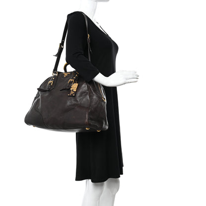 Prada Glace Calf Large Dome Satchel Moro 2 of 16