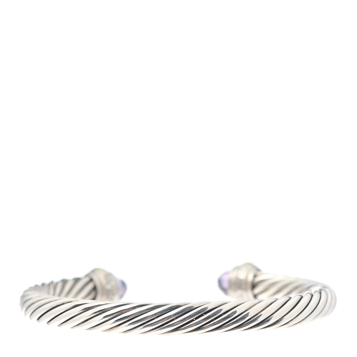 Sterling Silver 14K Yellow Gold Amethyst 7mm Cable Classics Bracelet