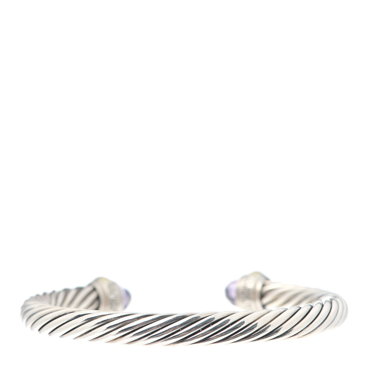 David Yurman Sterling Silver 14K Yellow Gold Amethyst 7mm Cable Classics Bracelet 3 of 5