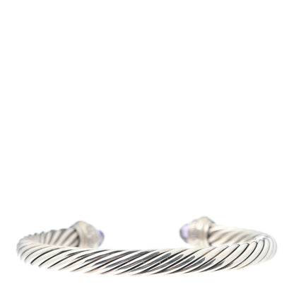David Yurman Sterling Silver 14K Yellow Gold Amethyst 7mm Cable Classics Bracelet 3 of 5