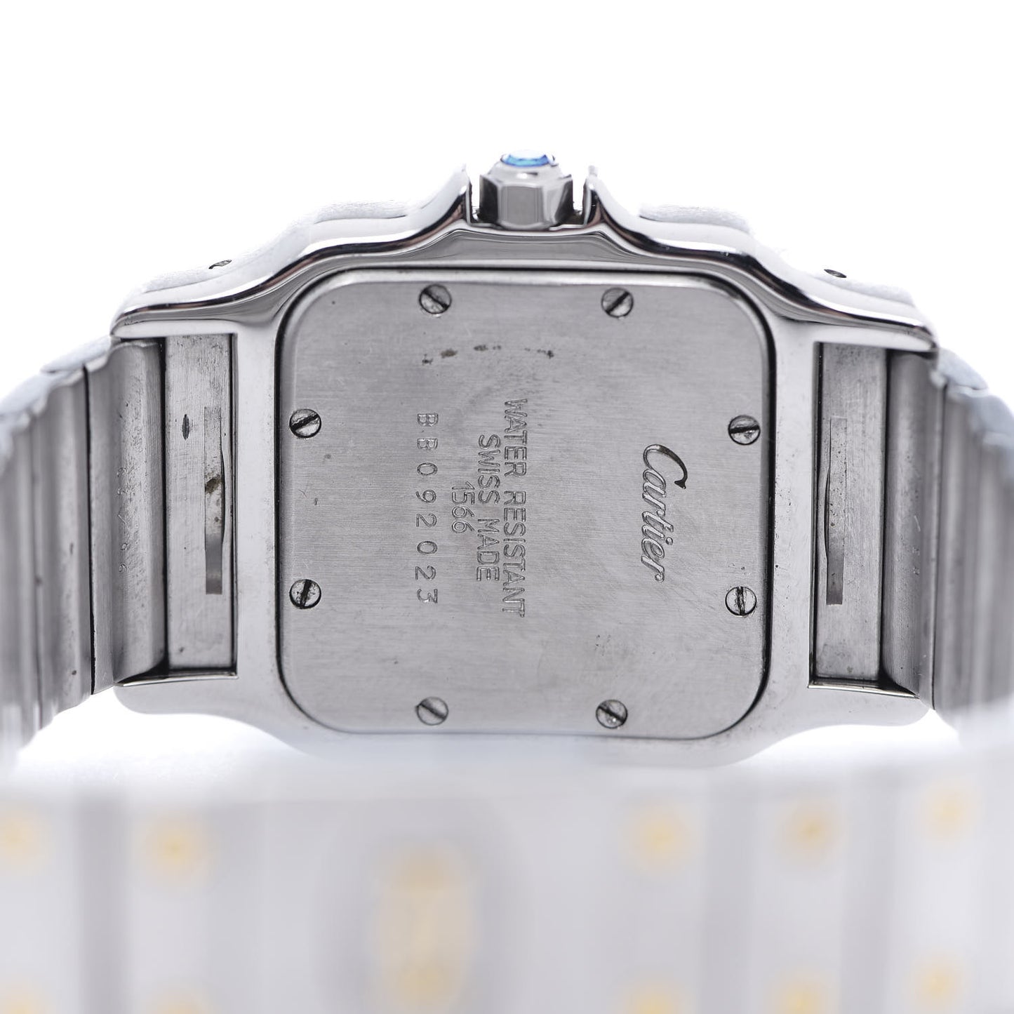 Stainless Steel 18K Yellow Gold 29mm Santos De Cartier Galbee Quartz Watch Silver