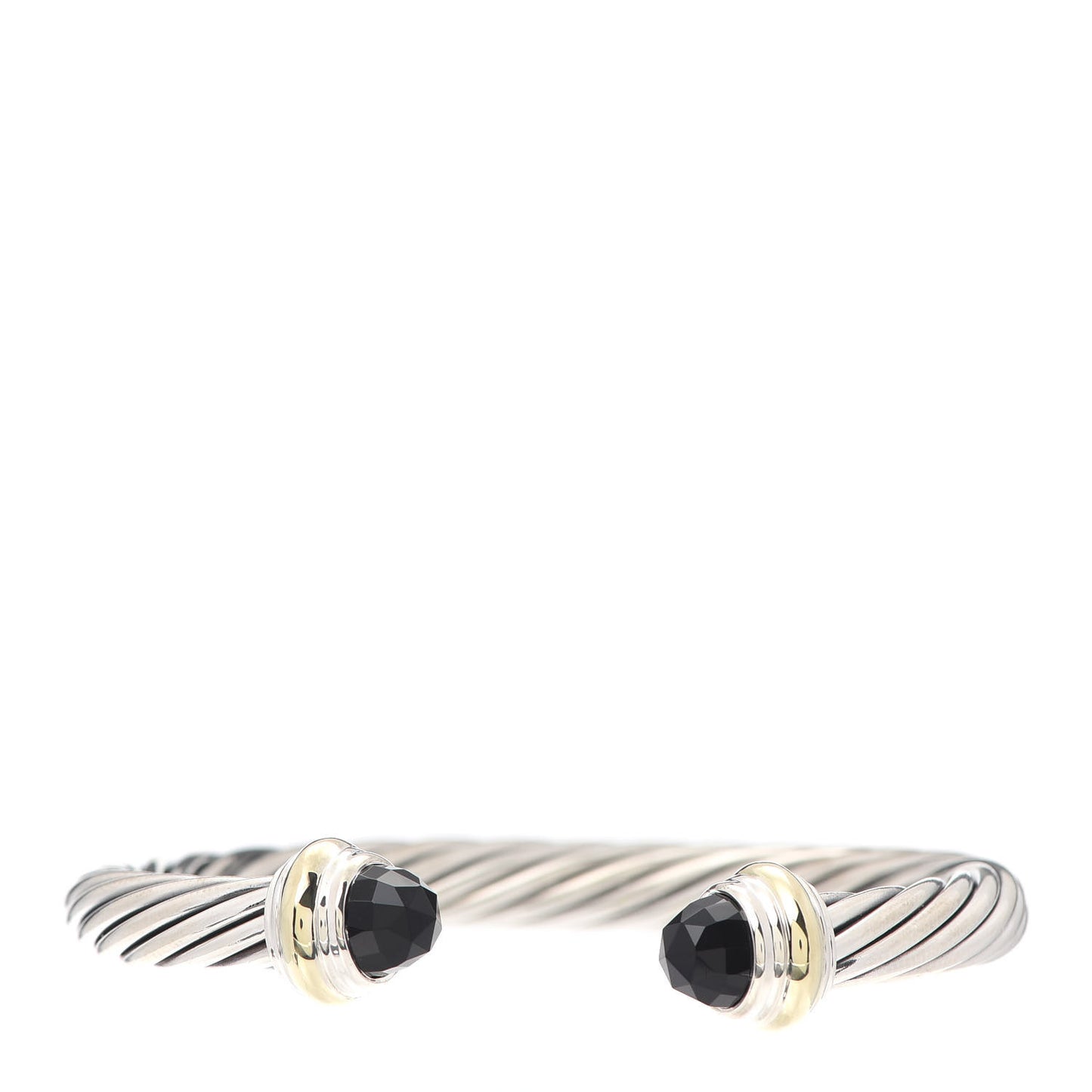 Sterling Silver 14K Yellow Gold Black Onyx 7mm Cable Classics Bracelet
