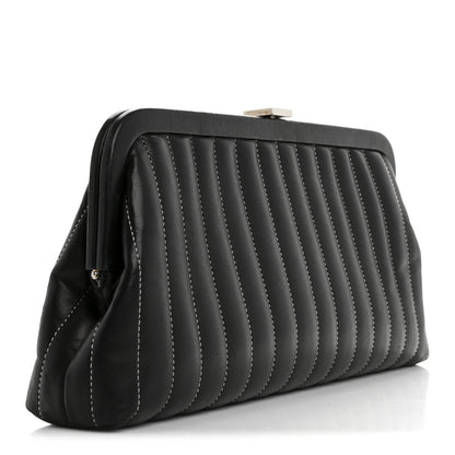 Chanel Lambskin Vertical Quilted Mademoiselle Clutch Black 3 of 10