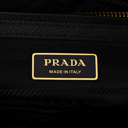 Prada Jacquard Saffiano Triangolo Symbole Embroidered Small Galleria Double Zip Tote Black Corda 6 of 10