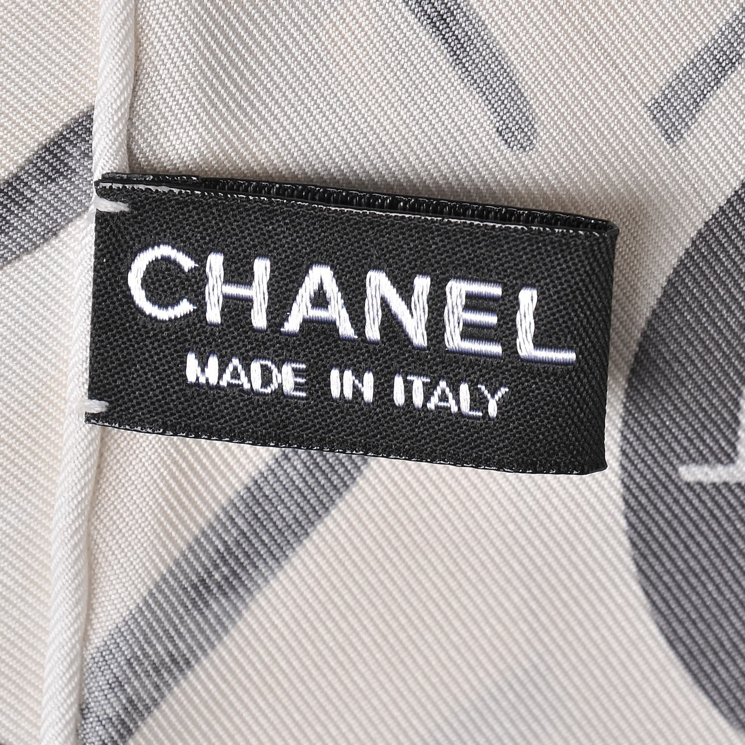 Chanel Silk CC Camellia Scarf Ivory Black 4 of 5
