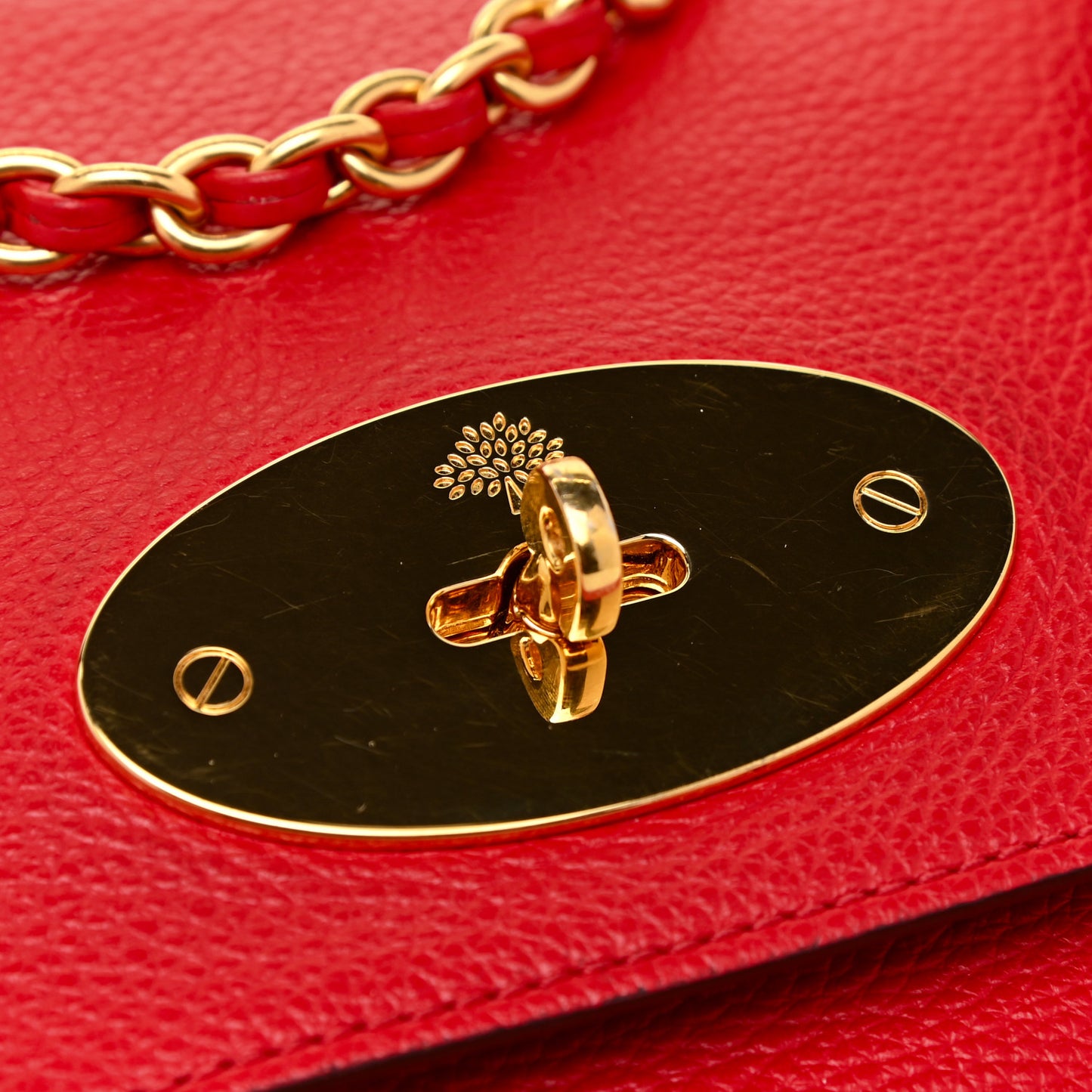Small Classic Grain Calfskin Medium Lily Flap Scarlet