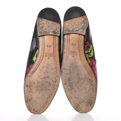 Gucci Floral Jacquard Horsebit Womens Jordaan Loafers 37.5 Multi 7 of 15