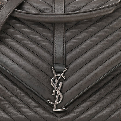 Saint Laurent Sheepskin Matelasse Chevron Monogram Large College Satchel Dark Anthracite 8 of 15