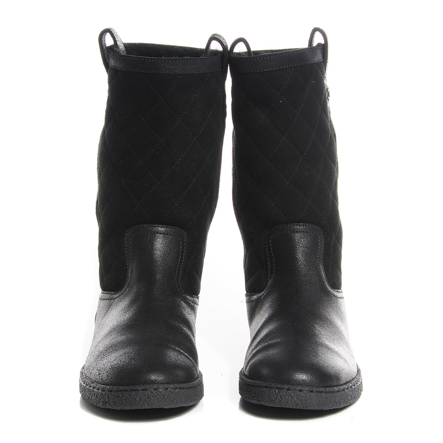 Suede Quilted High Boots 36 Black