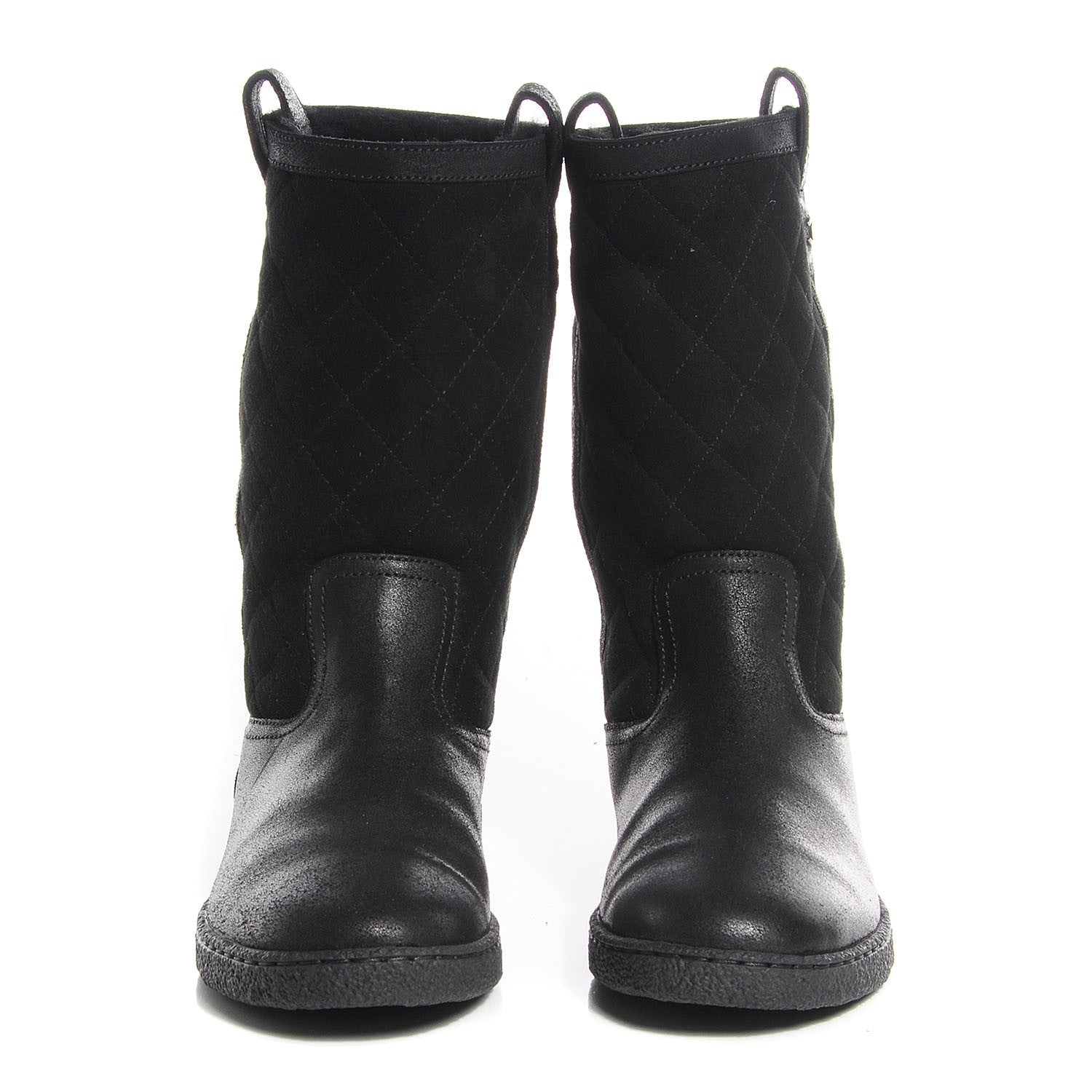 Chanel Suede Quilted High Boots 36 Black 2 of 7