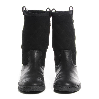 Chanel Suede Quilted High Boots 36 Black 2 of 7