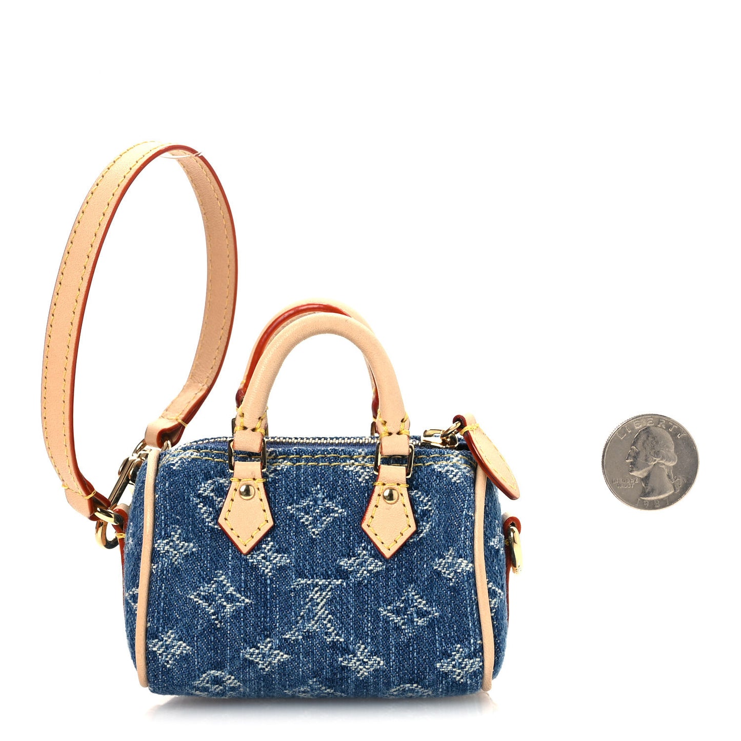 LV X TM Monogram Denim Cerises Micro Speedy Bag Charm Blue