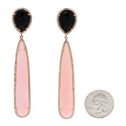 Irene Neuwirth 18K Rose Gold Diamond Pink Opal Black Onyx Drop Earrings 2 of 4