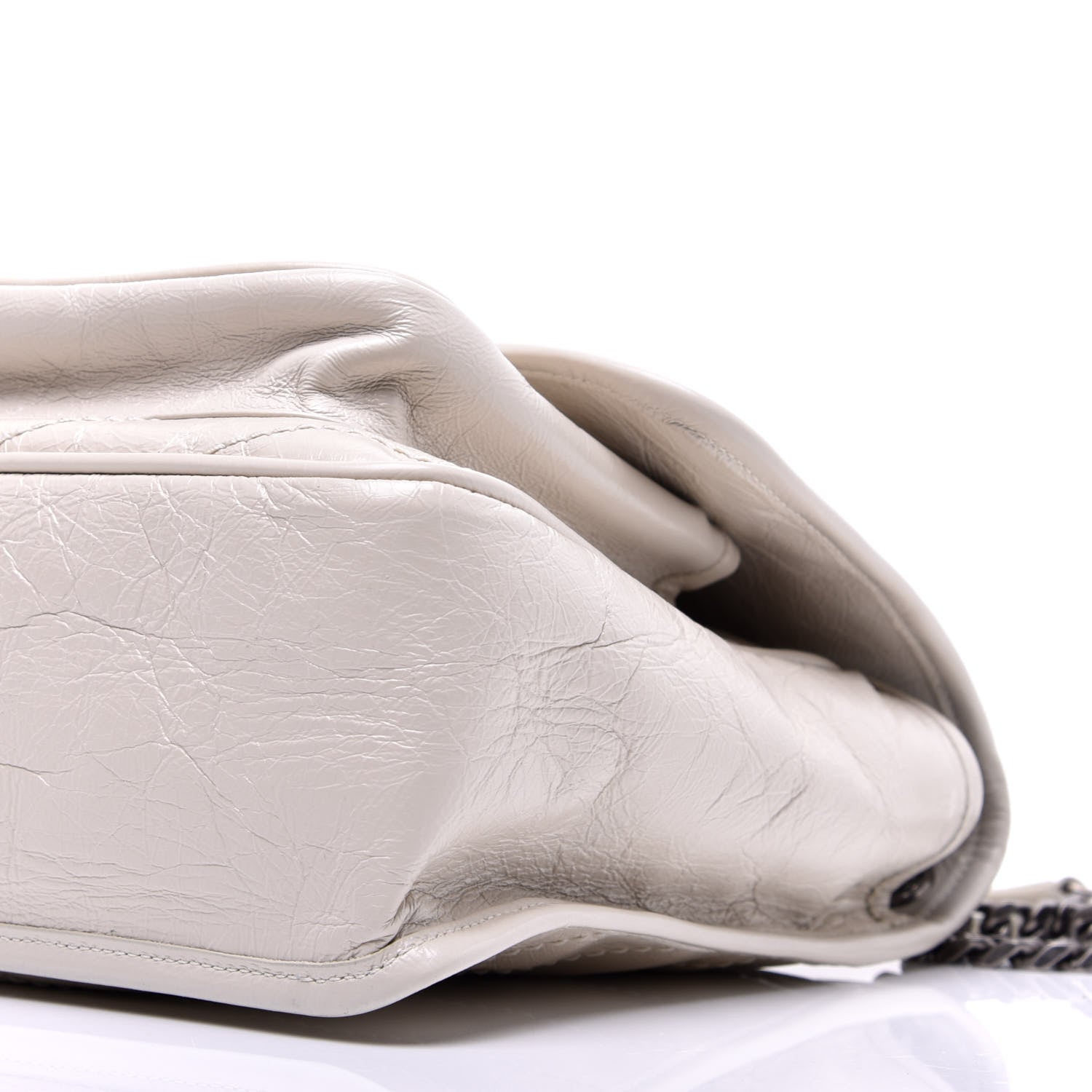 Saint Laurent Crinkled Calfskin Matelasse Monogram Medium Niki Chain Satchel Dirty White 8 of 10