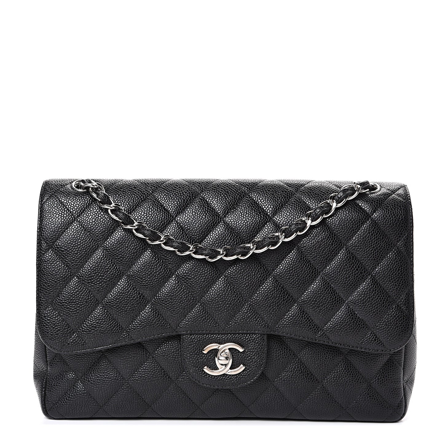 Caviar Quilted Jumbo Double Flap Black