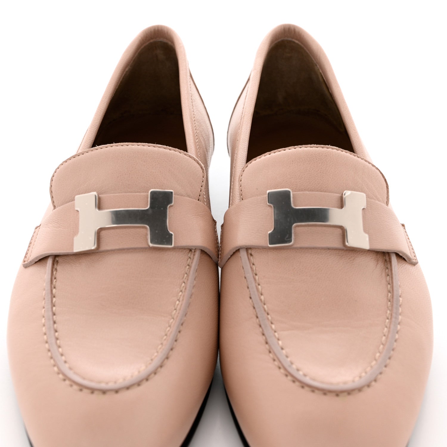 Hermes Chevre Womens Paris Loafers 37 Beige Nude 9 of 12