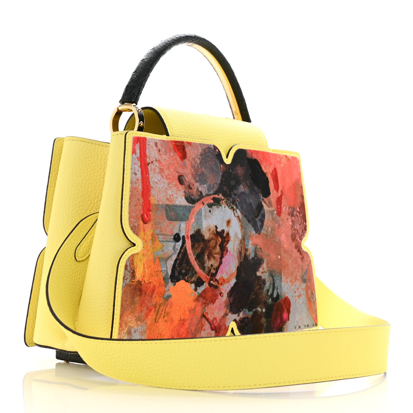Taurillon Embroidered Tenderness Capucines MM Yellow Multicolor