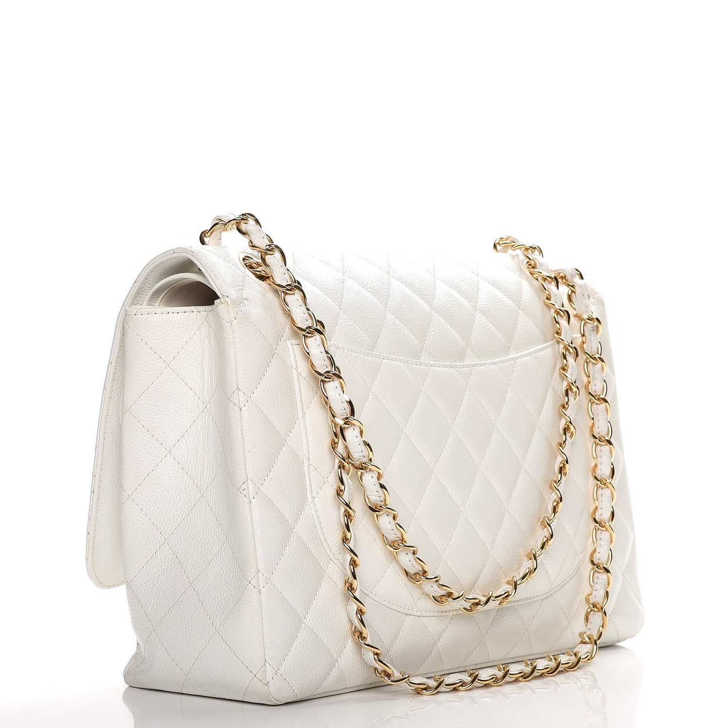 Caviar Quilted Maxi Double Flap White