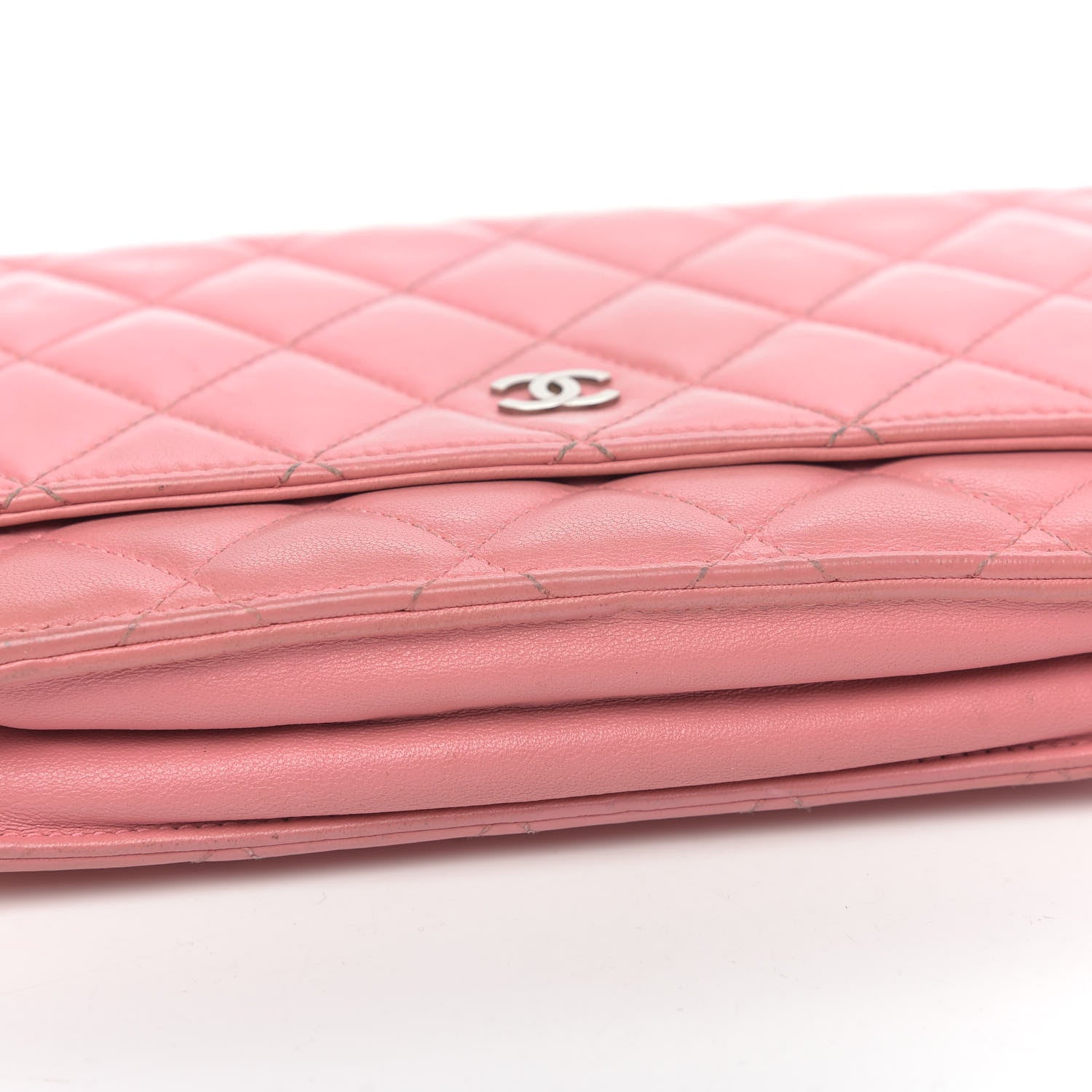 Chanel Lambskin Quilted Wallet On Chain WOC Pink 10 of 15