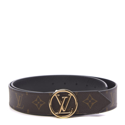 Louis Vuitton OUIS VUITTON Monogram Epi 35mm LV Circle Reversible Belt 90 36 Black 1 of 5