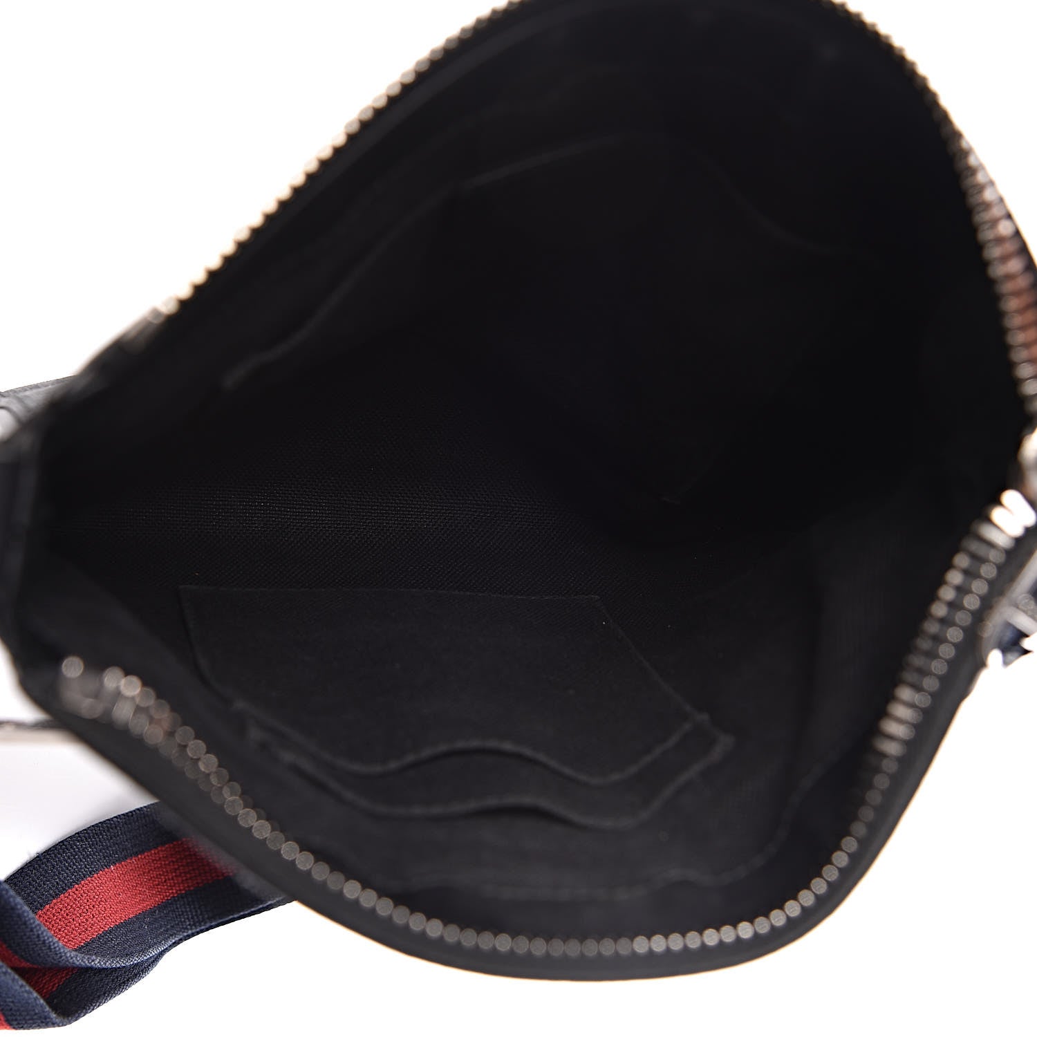 Gucci GG Supreme Monogram Web Small Flat Messenger Bag Black Grey 5 of 19