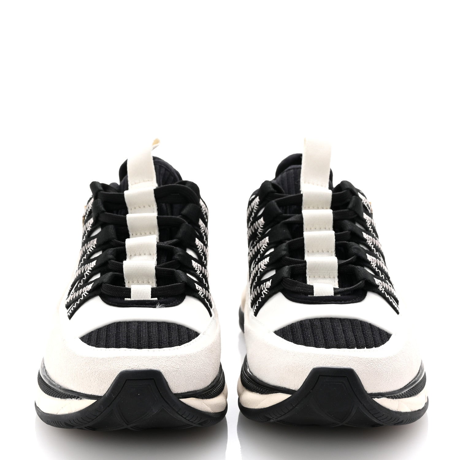 Chanel Fabric Suede Calfskin Sneakers 36 White Black 3 of 10