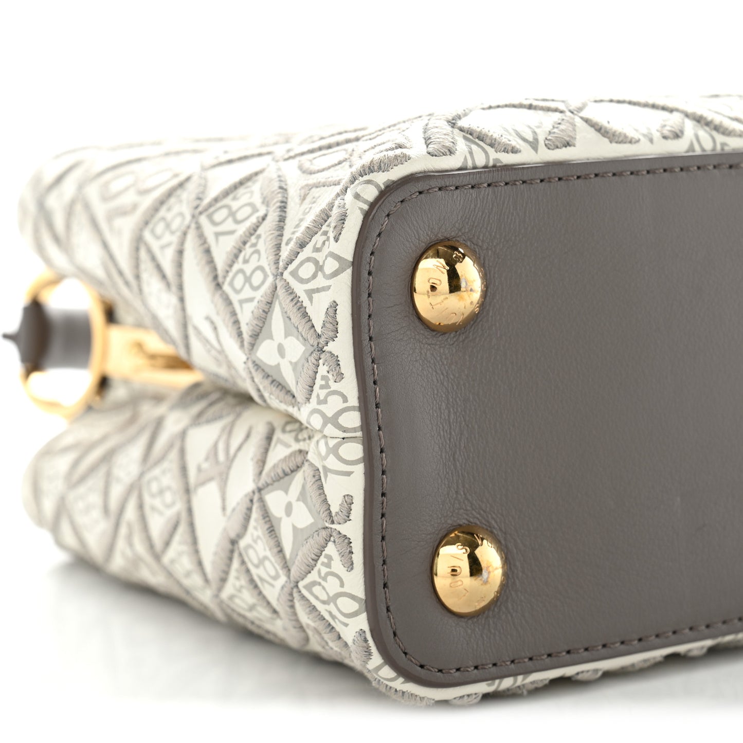 Calfskin Since 1854 Embroidered Capucines BB Ecru Taupe