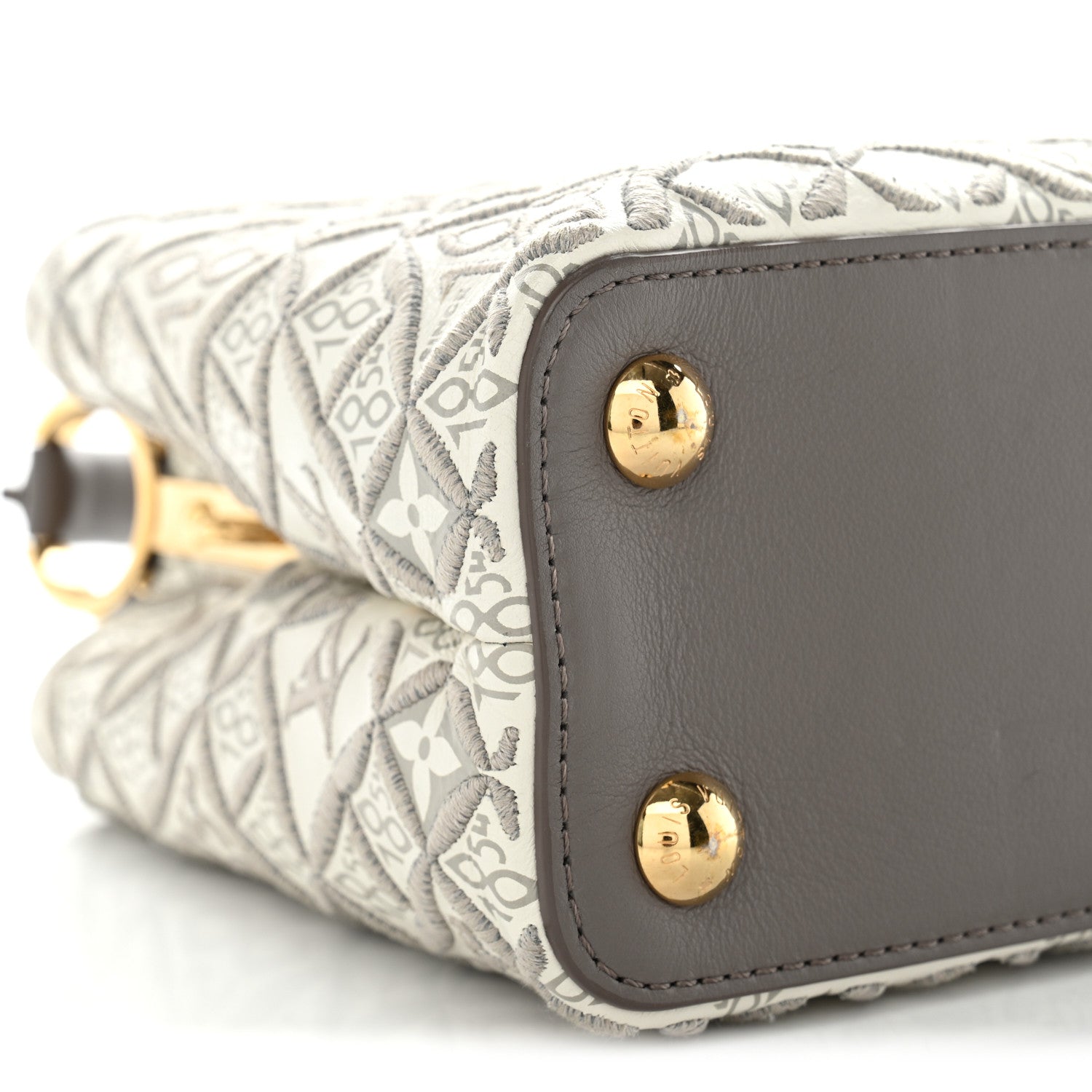 Louis Vuitton Calfskin Since 1854 Embroidered Capucines BB Ecru Taupe 9 of 10